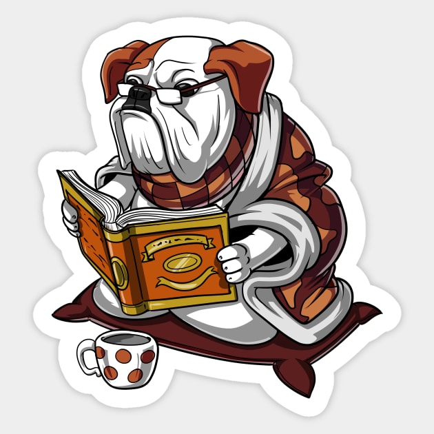 English Bulldog Reading Book Sticker by underheaven